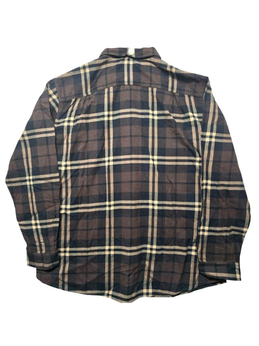 Izod Mens 3XL Plaid Button-Up Long Sleeve Shirt Brown Beige Cotton Flannel - Picture 2 of 7